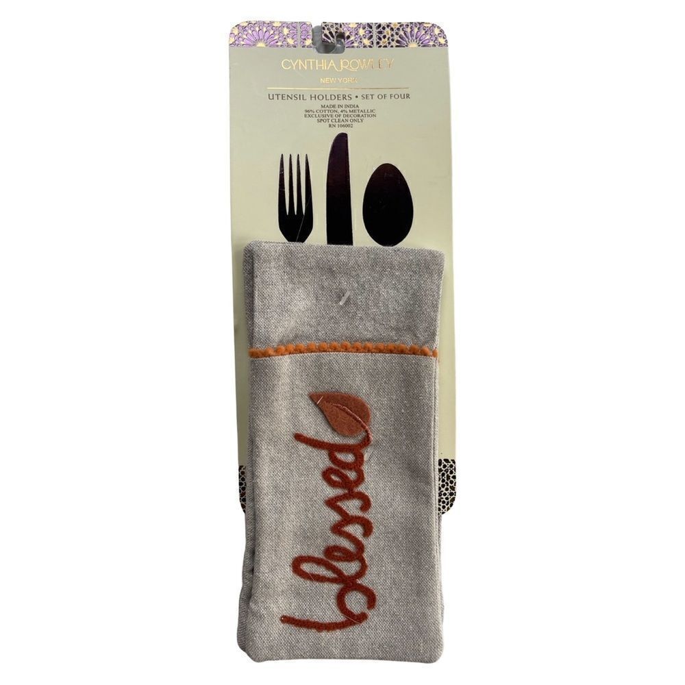 Cynthia Rowley New York Embroidered Blessings Utensil Holders Set of 4